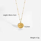 French Abstract Round Pendant Necklace 316L Stainless Steel Chain Collar