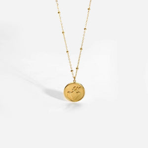 French Abstract Round Pendant Necklace 316L Stainless Steel Chain Collar