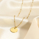 French Abstract Round Pendant Necklace 316L Stainless Steel Chain Collar
