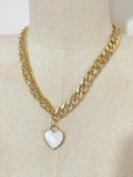 Chunky Cuban Chain Heart Pendant Necklace for Women
