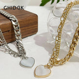 Chunky Cuban Chain Heart Pendant Necklace for Women