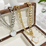 Chunky Cuban Chain Heart Pendant Necklace for Women