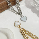 Chunky Cuban Chain Heart Pendant Necklace for Women