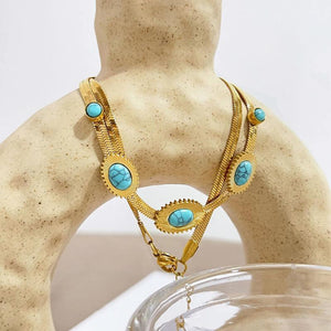 Bohemian Oval Stone Sunburst Necklace for Women Choker Necklaces