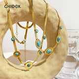 Bohemian Oval Stone Sunburst Necklace for Women Choker Necklaces