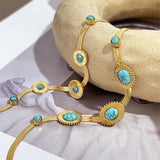 Bohemian Oval Stone Sunburst Necklace for Women Choker Necklaces