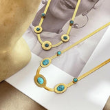 Bohemian Oval Stone Sunburst Necklace for Women Choker Necklaces