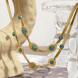 Bohemian Oval Stone Sunburst Necklace for Women Choker Necklaces