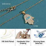 Evil Eye Necklace Set Heart Cross Pendant 14k Plated Colorful Charm Jewelry Gift