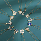 Evil Eye Necklace Set Heart Cross Pendant 14k Plated Colorful Charm Jewelry Gift