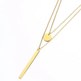 Stainless Steel Chain Pentacle Star Round Coin Moon Bar Pendants Necklaces