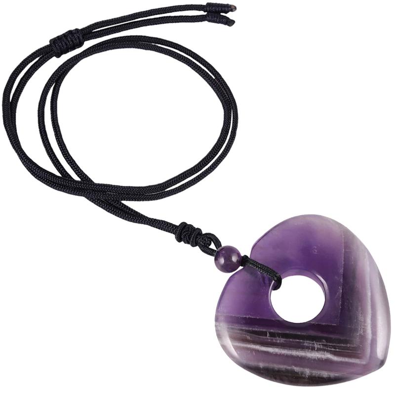 Heart Shape Pendant Necklace Amethyst Pendant Reiki Dragon Blood Stone
