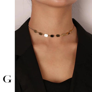 Square Titanium Steel Flat Snake Necklace Set