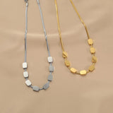 Square Titanium Steel Flat Snake Necklace Set