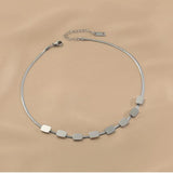 Square Titanium Steel Flat Snake Necklace Set