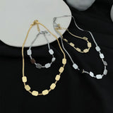 Square Titanium Steel Flat Snake Necklace Set