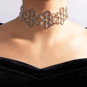 Hollow Out Geometry Silver Alloy Metal Choker Necklace