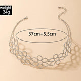 Hollow Out Geometry Silver Alloy Metal Choker Necklace