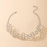 Hollow Out Geometry Silver Alloy Metal Choker Necklace