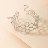 Hollow Out Geometry Silver Alloy Metal Choker Necklace