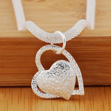 925 Silver Snake Chain Heart Pendant Necklace Women Jewelry
