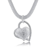 925 Silver Snake Chain Heart Pendant Necklace Women Jewelry