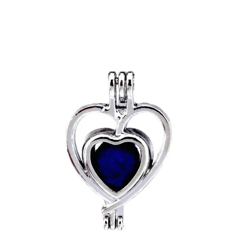 10Pcs Silver Heart Pearl Cage Locket Diffuser Pendant DIY Jewelry Bulk