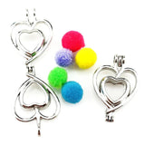 10Pcs Silver Heart Pearl Cage Locket Diffuser Pendant DIY Jewelry Bulk