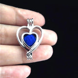 10Pcs Silver Heart Pearl Cage Locket Diffuser Pendant DIY Jewelry Bulk