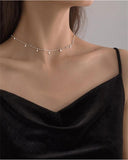 Silver Clavicle Chain Necklace Beads Charm Choker Boho Party Jewelry