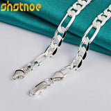 925 Silver 8mm Geometric Cuban Chain Necklace Men Women Party Engagement