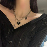 Stainless Steel Pixel Heart Necklace for Women