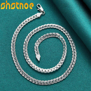 925 Silver 6mm Side Chain Necklace for Women 16-24 Inch