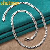 925 Silver 6mm Side Chain Necklace for Women 16-24 Inch