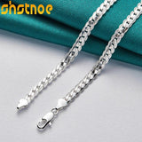 925 Silver 6mm Side Chain Necklace for Women 16-24 Inch