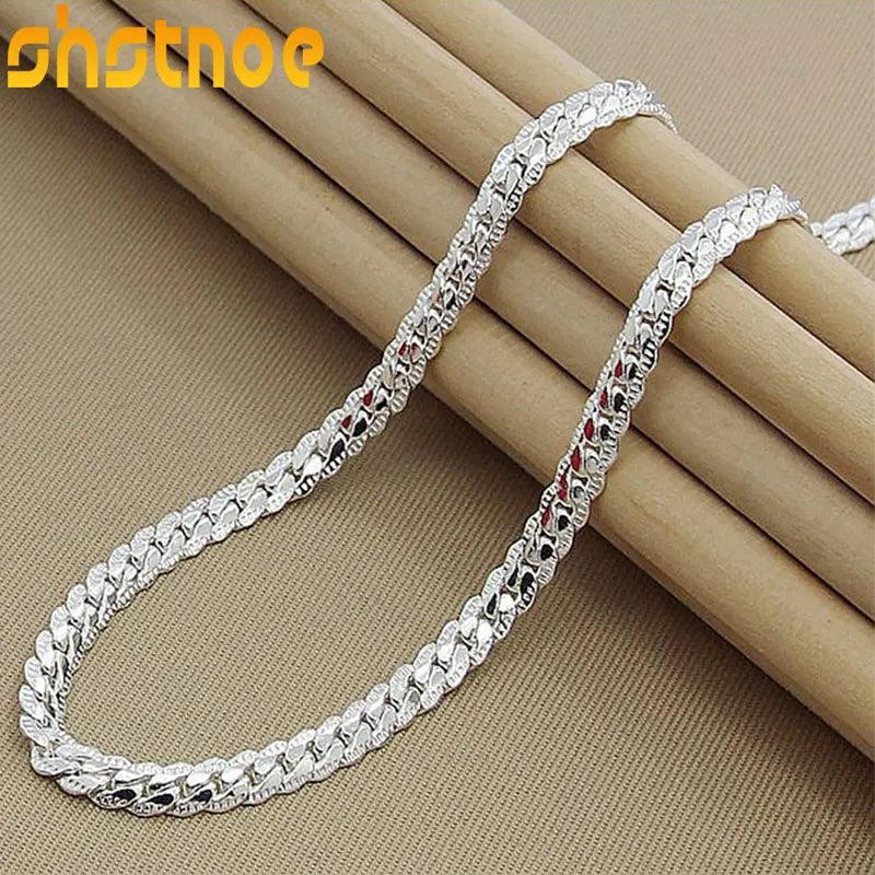 925 Sterling Silver 6mm Side Chain Necklace For Women Men