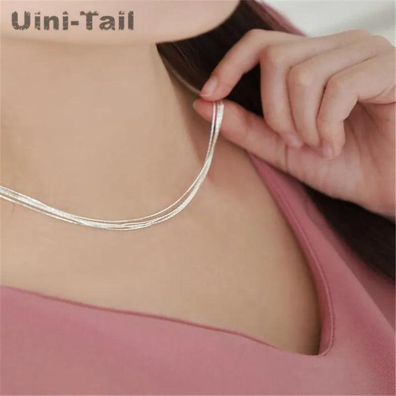 925 Tibetan Silver Snake Bone Nude Female Bamboo Clavicle Chain Necklace