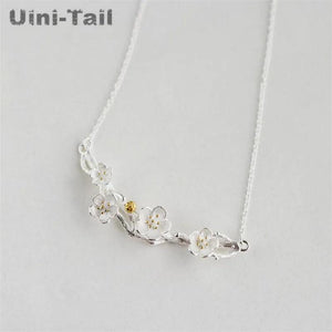 Uini-Tail hot 925 Tibetan silver tree branches plum necklace female