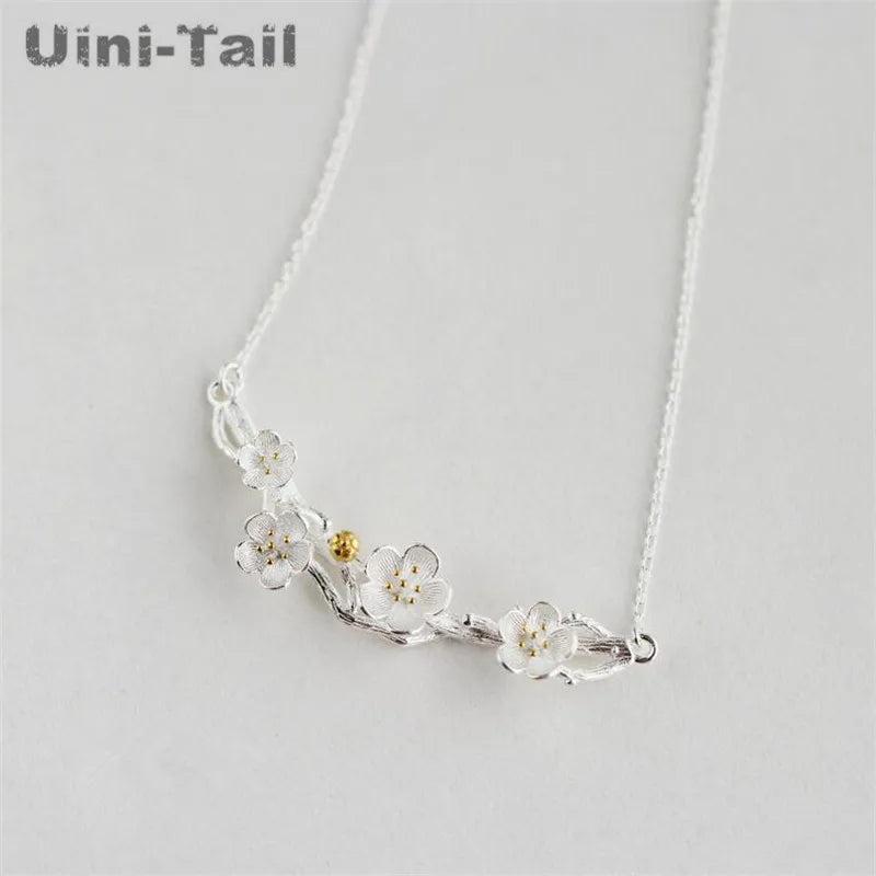 Uini-Tail hot 925 Tibetan silver tree branches plum necklace female