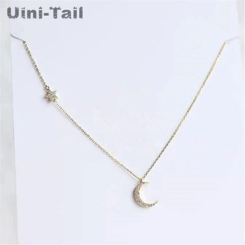 925 Tibetan Silver Wind Moon Stars Micro-Inlaid Necklace