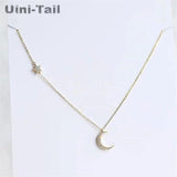 925 Tibetan Silver Wind Moon Stars Micro-Inlaid Necklace