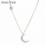 925 Tibetan Silver Wind Moon Stars Micro-Inlaid Necklace