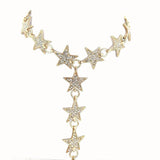 Stars Choker Necklace Crystal Rhinestone Women Body Jewelry