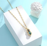 316L Stainless Steel Purple Crystal Zircon Bizarre Peanut Titanium Jewelry Neckl
