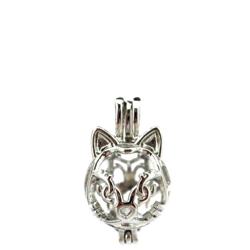 10PCS Lucky Cat Pearl Cage Locket Aromatherapy Diffuser Jewelry