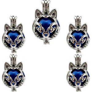 10PCS Lucky Cat Pearl Cage Locket Aromatherapy Diffuser Jewelry
