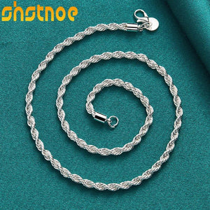 925 Silver 4mm Twisted Rope Chain Necklace for Man Women