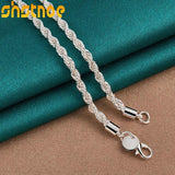 925 Silver 4mm Twisted Rope Chain Necklace for Man Women