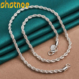 925 Silver 4mm Twisted Rope Chain Necklace for Man Women