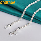 925 Silver 4mm Twisted Rope Chain Necklace for Man Women